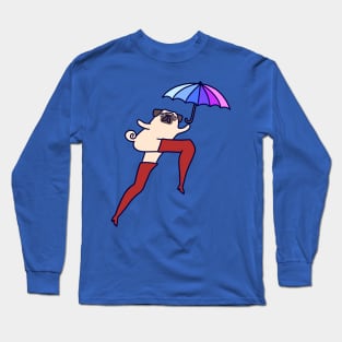 Umbrella Pug with Long Legs Long Sleeve T-Shirt